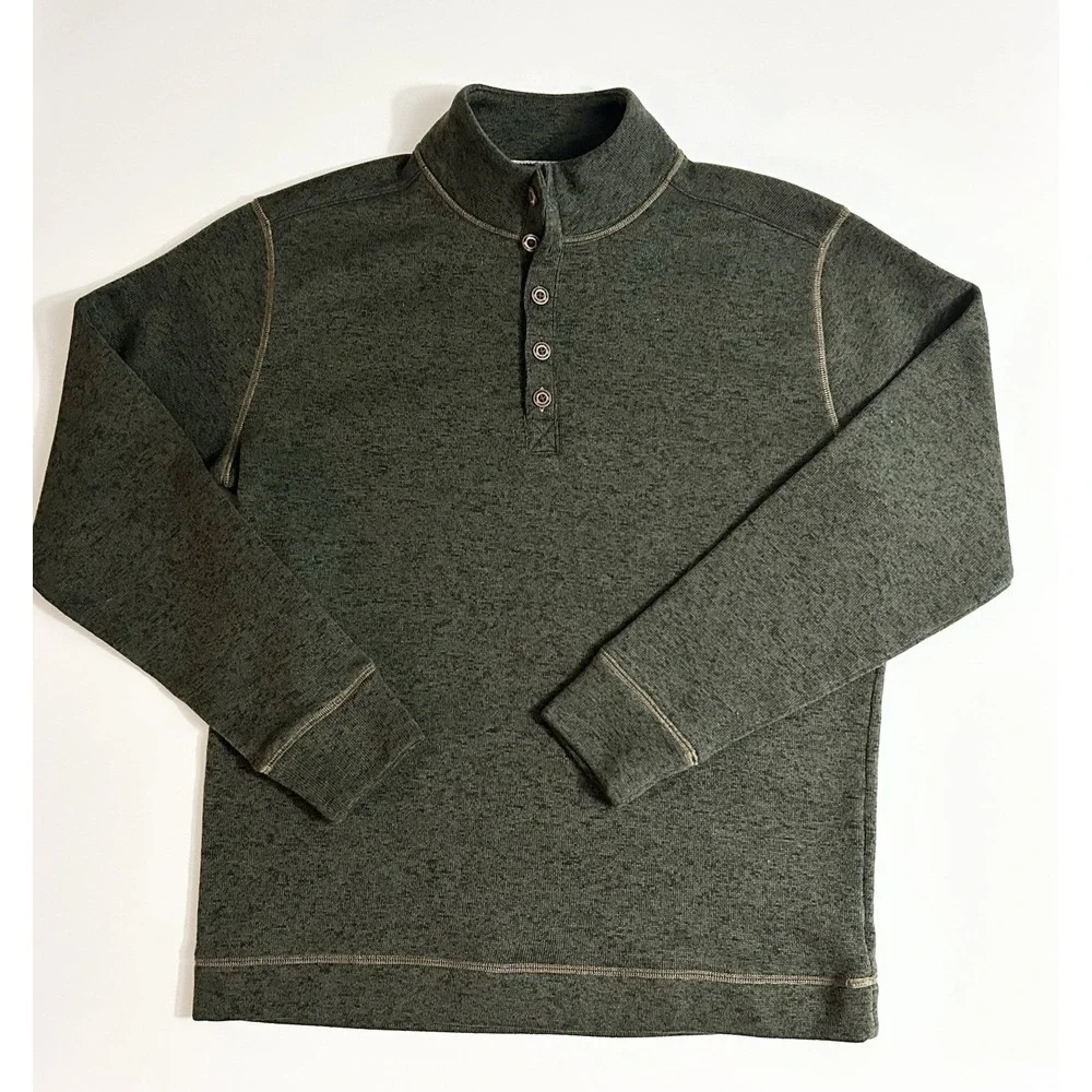 Weatherproof‎ Vintage Men's Fleece Henley Pullover Gray 3‑Button Size Large